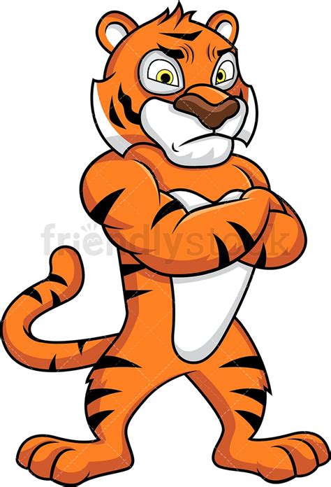 Tiger Mascot Looking Angry Vector Cartoon Clipart - FriendlyStock