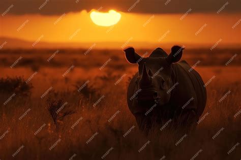 Premium AI Image | Wild animal silhouette at sunset generative ai