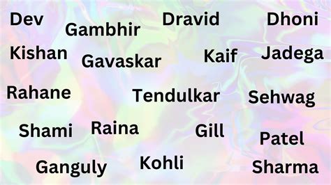 Surname List Of Indian Cricket Players - Surname list