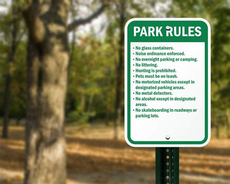 Park Signs, Brown Park Guide Signs, Park Rules Signs