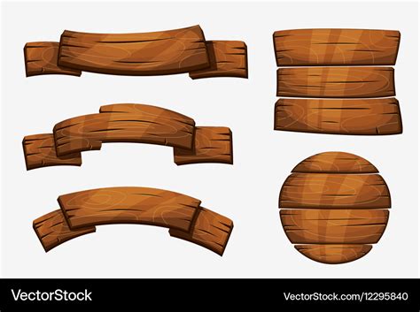 Cartoon wooden plank signs wood banner Royalty Free Vector