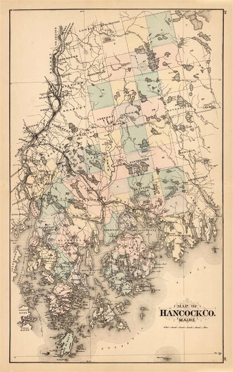 Map of Hancock County, Maine - Art Source International