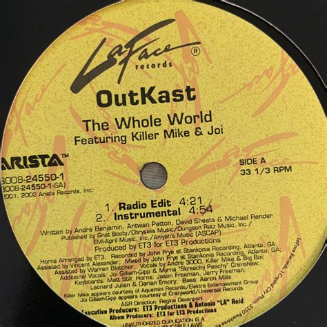 OutKast “The Whole World” Feat Killer Mike 4 Track 12inch Vinyl – Classic wax records