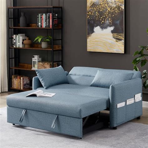 Have a question about KINWELL 57 in. Blue Modern Convertible Full Size ...