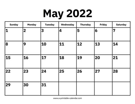 May 2022 Calendars – Printable Calendar 2022