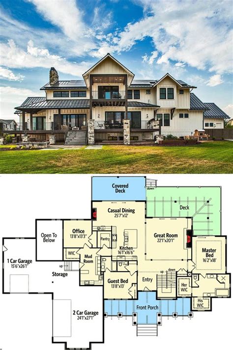 Two-Story 6-Bedroom Mountain Home with Climbing and Exercise Rooms (Floor Plan) | Vacation house ...