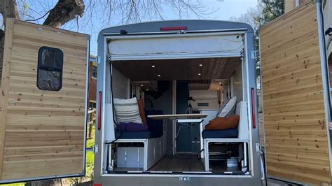 Cargo Trailer Camper Conversion Has A Queen Bed, Full Bathroom