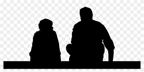 Father And Son Sitting Silhouette - Father And Son Silhouette Png ...