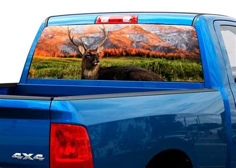 Deer mountains nature Rear Window Decal Sticker Pickup Truck SUV Car