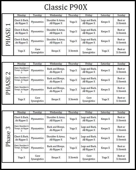 P90x Schedule Printable | martahatlevoll