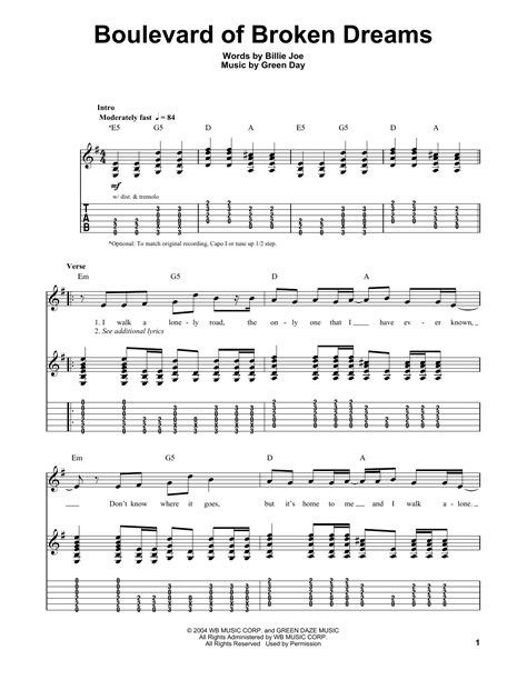 74 [TUTORIAL] CHORDS FOR BOULEVARD OF BROKEN DREAMS GUITAR with VIDEO + PDF PRINTABLE DOCX ...