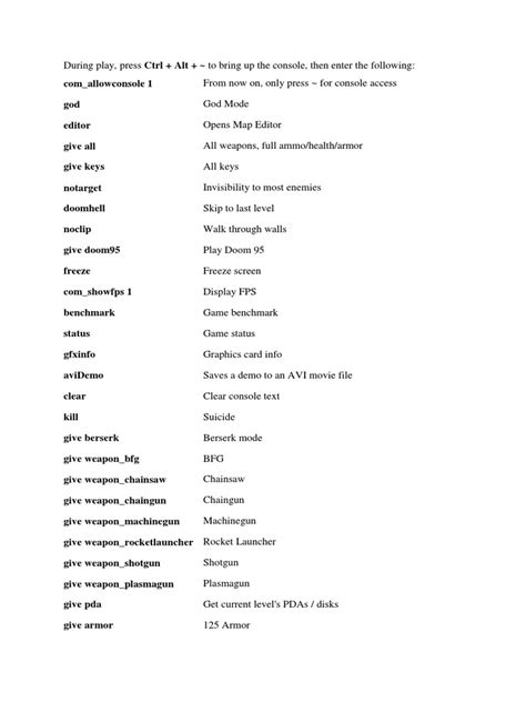 Cheat Doom 3 | PDF | Weaponry | Computing And Information Technology