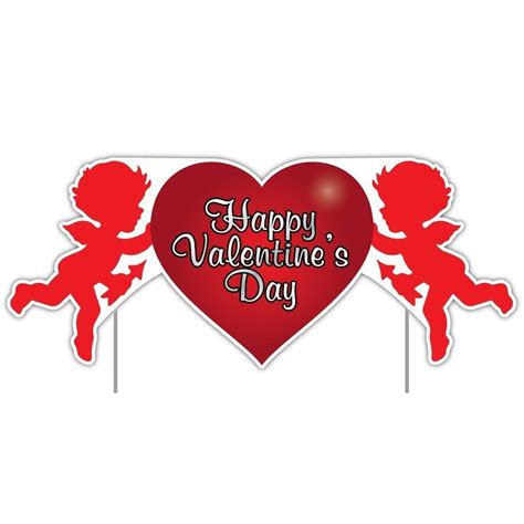 Valentine's Lawn Decoration - Happy Valentine's Day Cupid 2' x 4' Sign ...