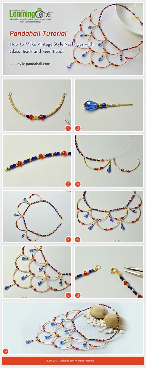 Pandahall Tutorial - How to Make Vintage Style Necklaces with Glass Beads and Seed Beads Seed ...