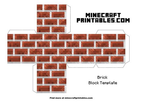 Brick Block - Minecraft Brick Block Printable Papercraft Template