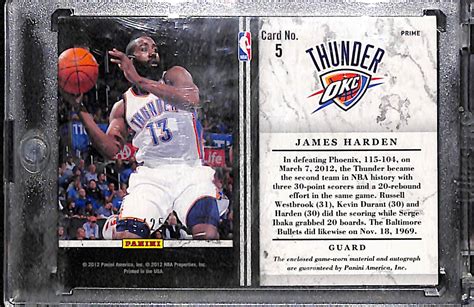 Lot Detail - 2011-12 Limited James Harden Autograph Patch Card 19/25