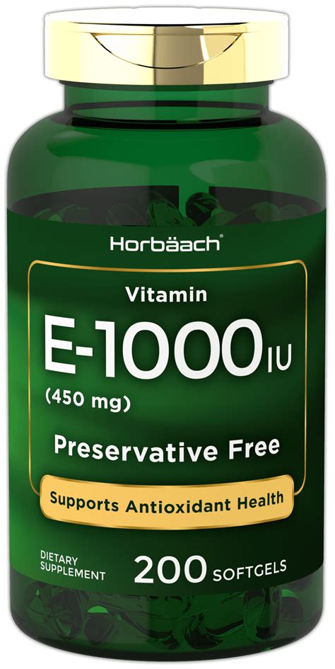 Vitamin E Capsules 1000 IU | 200 Softgels | Non-GMO, Gluten Free, Preservative Free | by ...