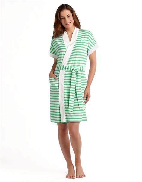 Lauren by ralph lauren Short Sleeve Terry Cloth Robe in Green | Lyst