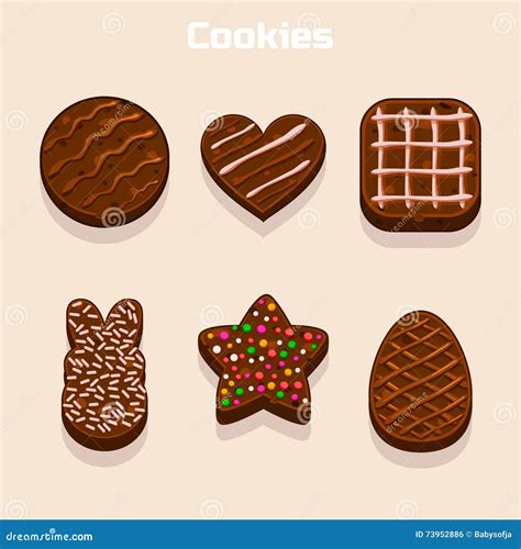 Cookies In Different Shapes Set Cartoon Vector | CartoonDealer.com #73952979