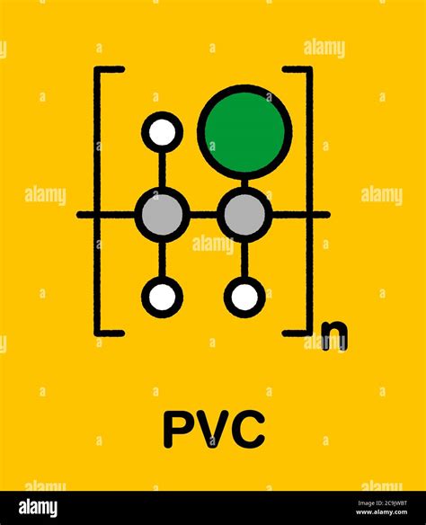 poly(vinyl chloride) plastic (PVC), chemical structure. Stylized ...