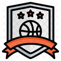 Basketball Badge Icon - Download in Colored Outline Style