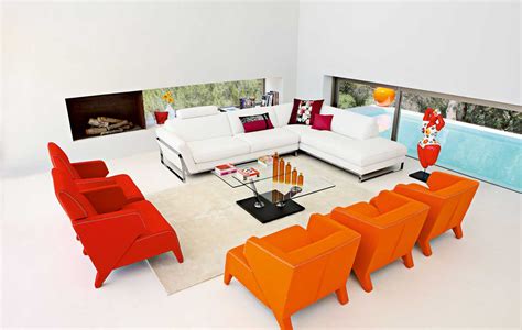 Modern living room with colorful furniture