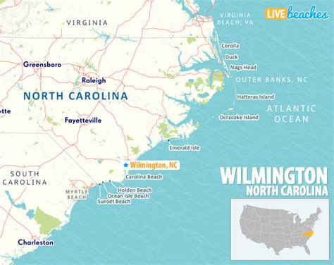 Map of Wilmington, North Carolina - Live Beaches