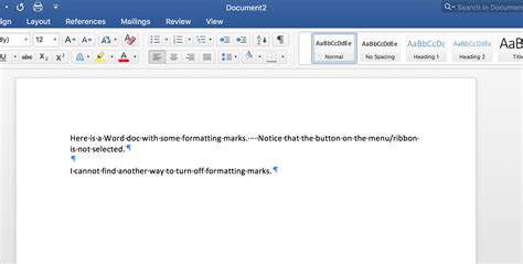 ms office - MS Word 2016 Turn Off Formatting Marks - Ask Different