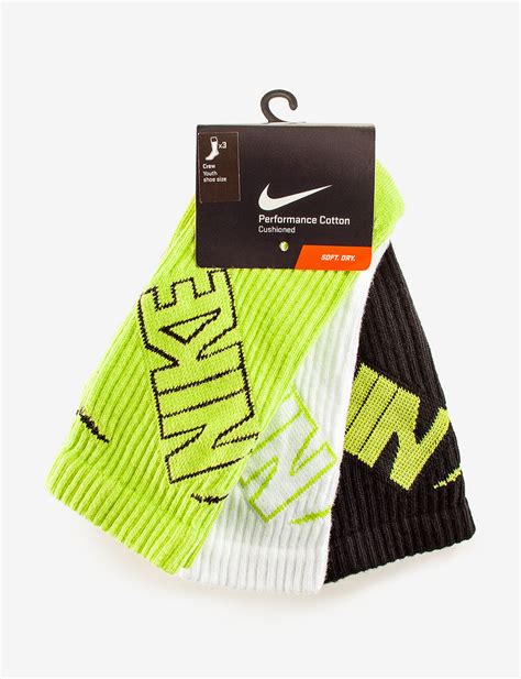 Nike 3-pk. Lime Green & Black Graphic Crew Socks – Boys | Stage Stores