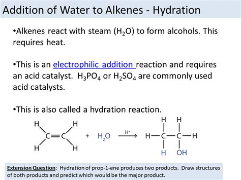 Addition of Water to Alkenes / Hydration of Alkenes A Level OCR | Teaching Resources