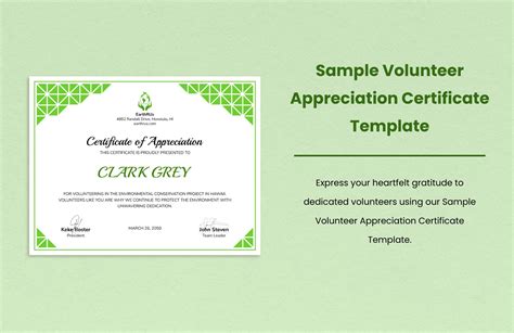 Certificate Template For Volunteer Appreciation - prntbl ...