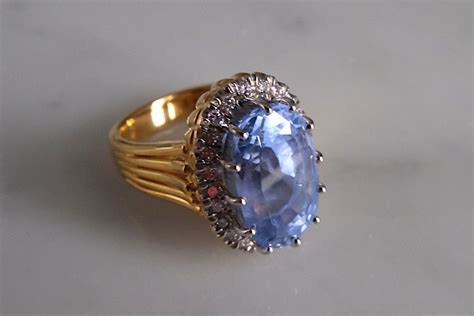 15ct Natural Light Blue Sapphire Ring 22k Platinum | Gem Gardener