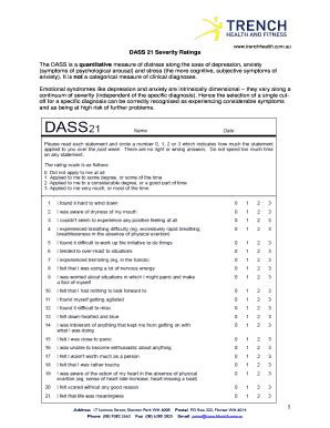 Fillable Online DASS 21 Severity Ratings Fax Email Print - pdfFiller