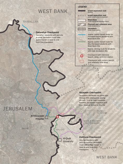 Map of Palestinian medical students’ routes to Jerusalem hospitals.... | Download Scientific Diagram