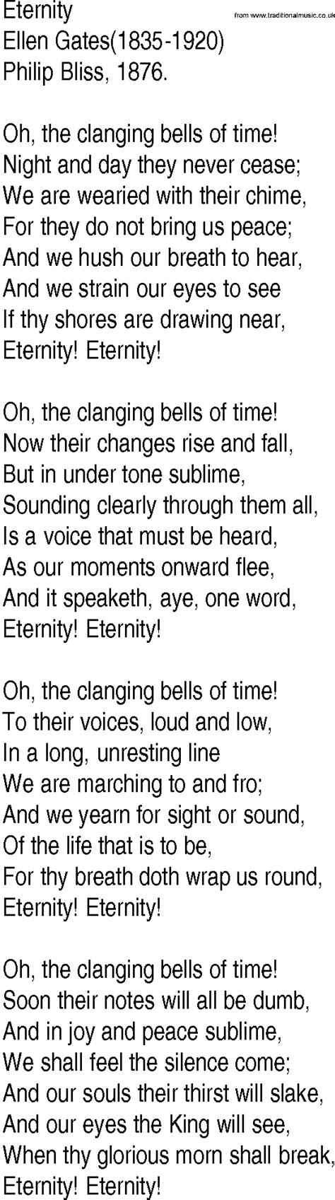 Hymn and Gospel Song Lyrics for Eternity by Ellen Gates