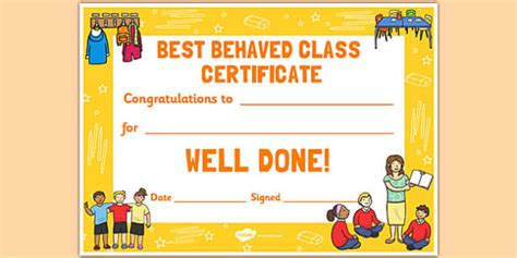 👉 Best Behaved Class Reward Certificate (teacher made)