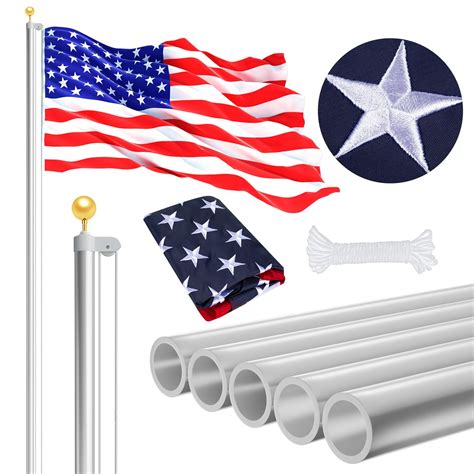 Displaysworker 20ft telescoping upgrade thick flag poles kit heavy duty ...