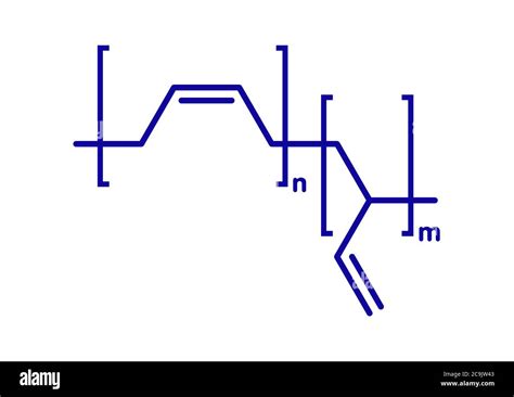 Polybutadiene (butadiene rubber) polymer, chemical structure. Used in ...