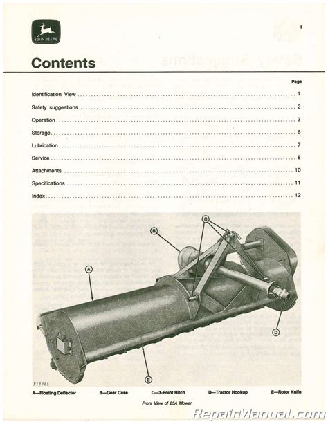 Used John Deere 25A Flail Mower Operators Manual