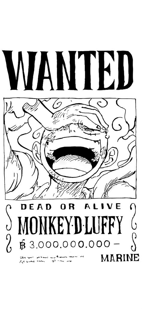 One Piece Luffy Wanted Poster Black & White Wallpapers - Wallpapers Clan