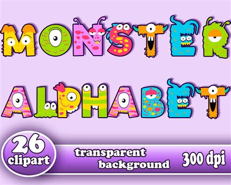 Monster Alphabet Clipart, Monster Letters Clipart, Party Clipart, Cute Monster Alphabet Clipart ...