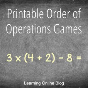 Printable Order of Operations Games