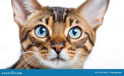 A Bengal Cat with Striking Blue Eyes Stock Illustration - Illustration ...