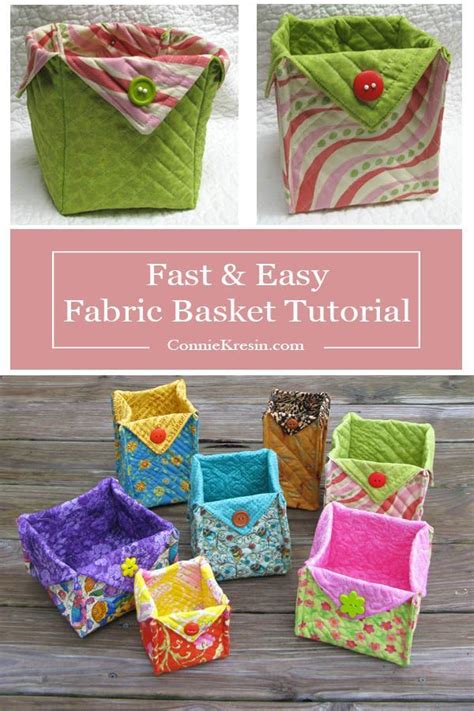 Fabric Basket tutorial is fast and easy to make in all kinds of sizes and fabrics, free pat ...