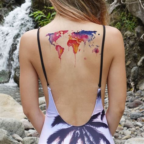 Makeup | Watercolor World Map Temporary Tattoo | Poshmark