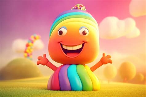 Premium AI Image | A cartoon character with a rainbow on the front.