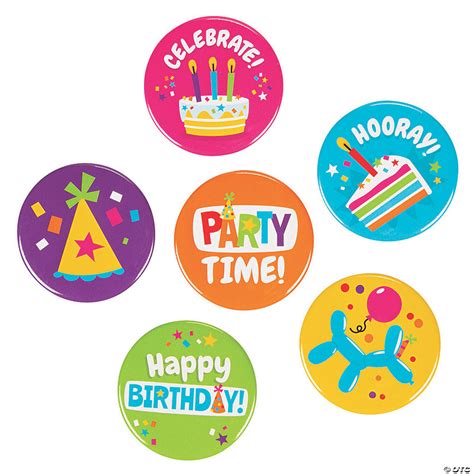 Bright Birthday Buttons | Oriental Trading