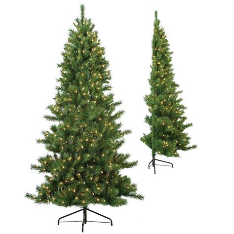 Sterling 7 ft. Pre-Lit Tiffany Pine Half Artificial Christmas Tree with Clear Lights-3804-70c ...