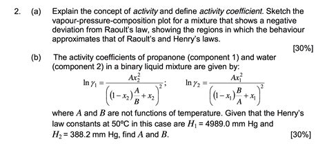 thermodynamics - Calculating the Activity Coefficient parameters form ...