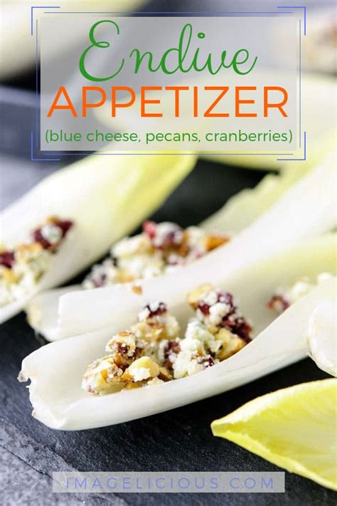 Easy endive appetizer with blue cheese, pecans, and cranberries - Imagelicious.com